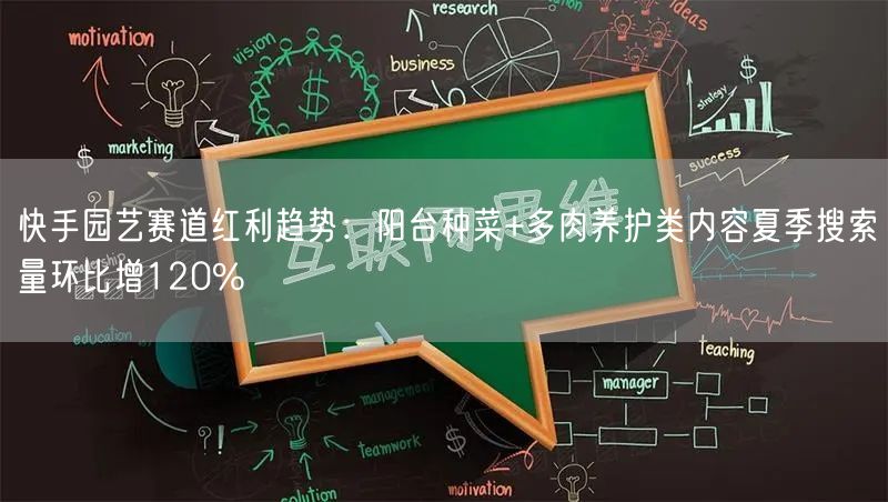 快手园艺赛道红利趋势：阳台种菜+多肉养护类内容夏季搜索量环比增120%