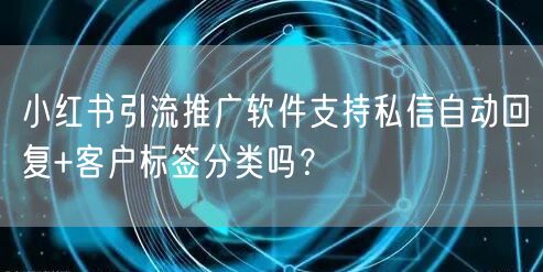小红书引流推广软件支持私信自动回复+客户标签分类吗？