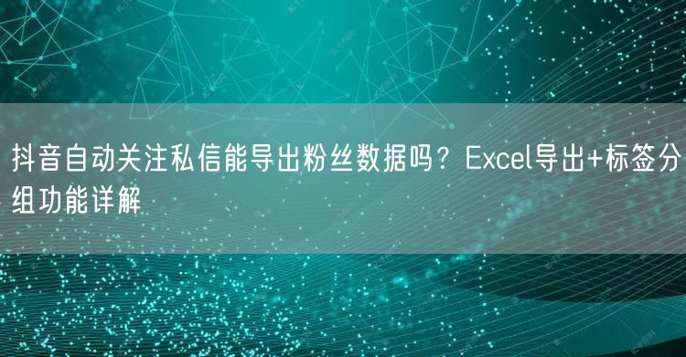 抖音自动关注私信能导出粉丝数据吗?Excel导出+标签分组功